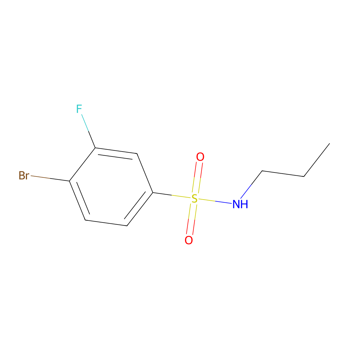 4-bromo-3-fluoro-N-propylbenzenesulfonamide molecular structure, CAS 1055995-82-8