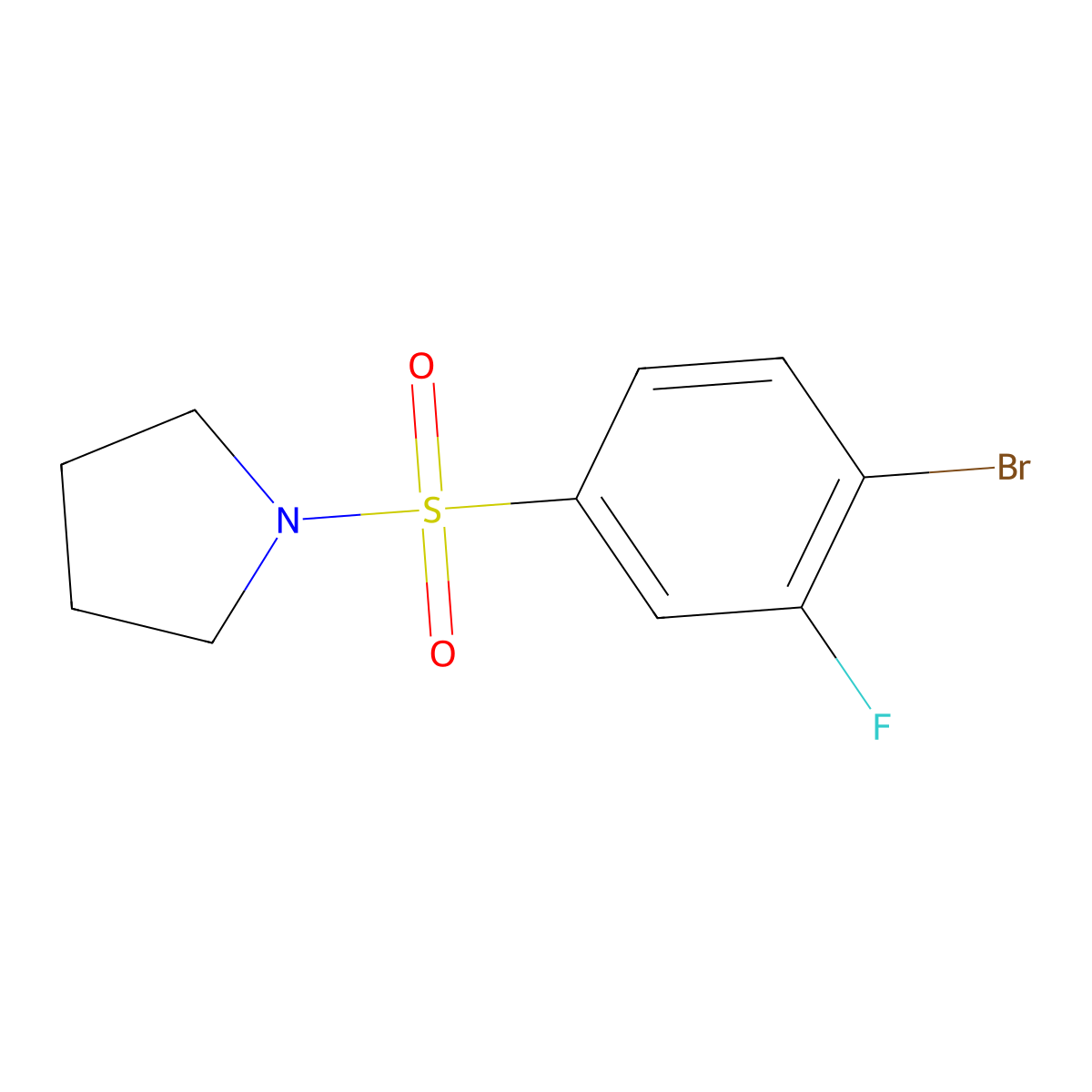 1-((4-Bromo-3-fluorophenyl)sulfonyl)pyrrolidine molecular structure, CAS 1055995-83-9