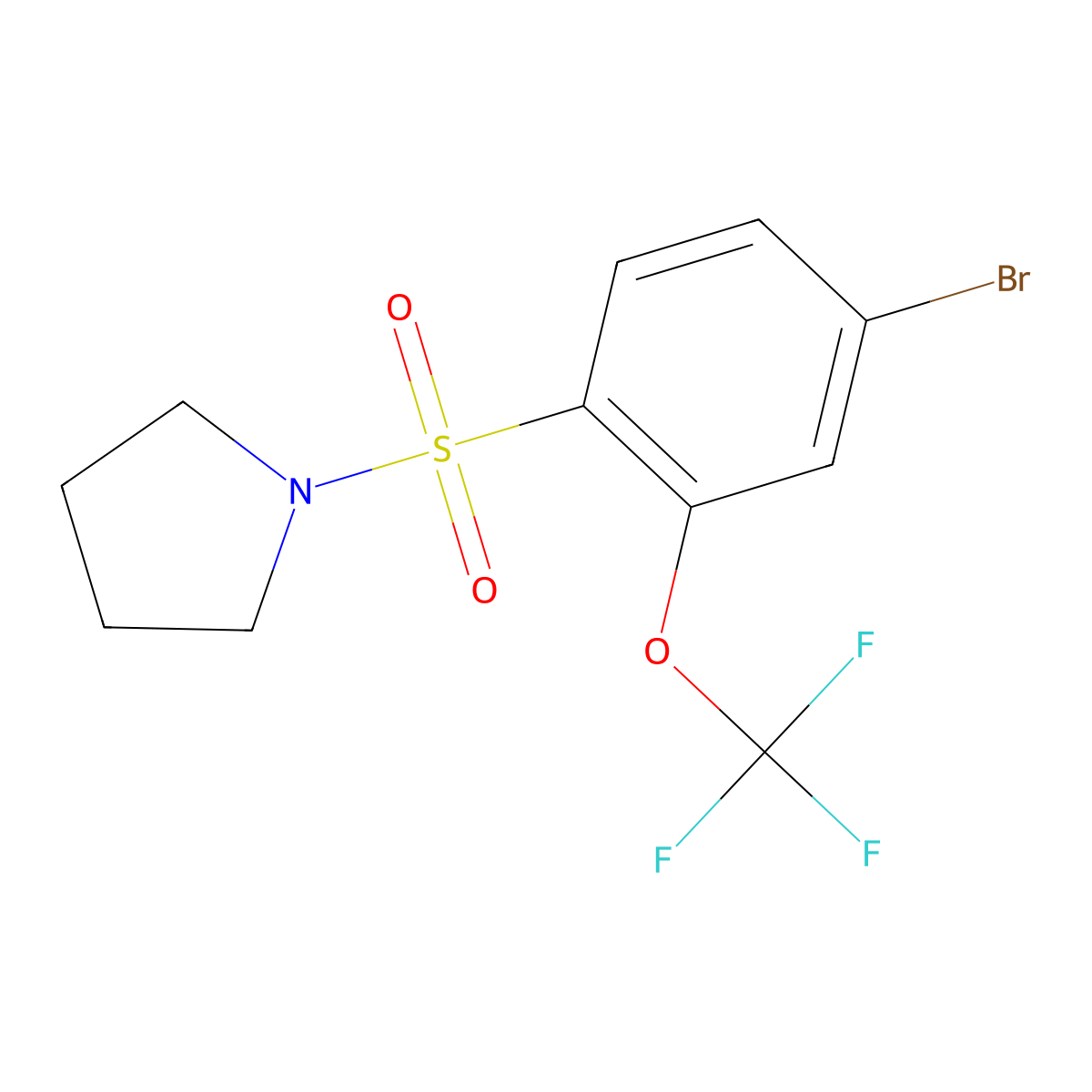 1-{[4-Bromo-2-(trifluoromethoxy)phenyl]sulfonyl}pyrrolidine molecular structure, CAS 1055995-98-6