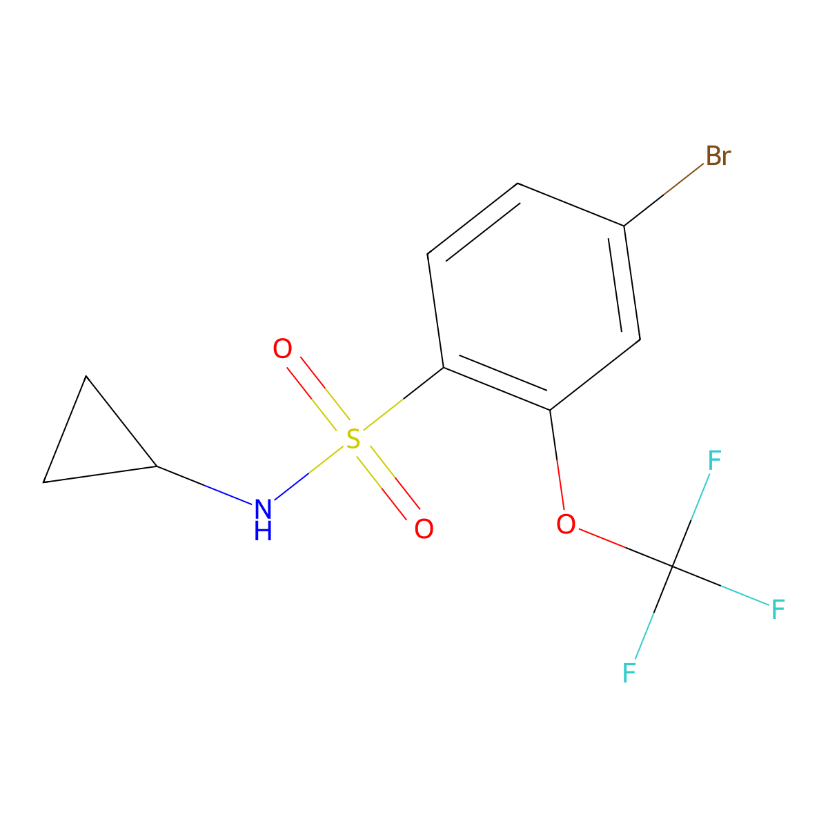 4-bromo-N-cyclopropyl-2-(trifluoromethoxy)benzenesulfonamide molecular structure, CAS 1055995-99-7