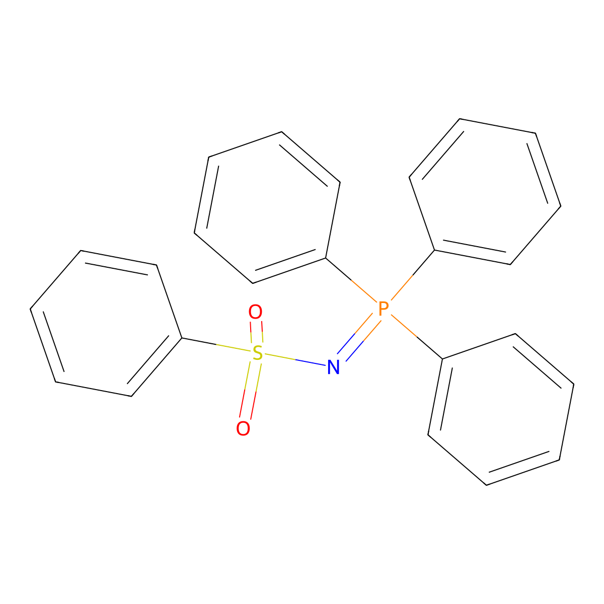 Benzenesulfonamide, N-(triphenylphosphoranylidene)- molecular structure, CAS 1056-25-3