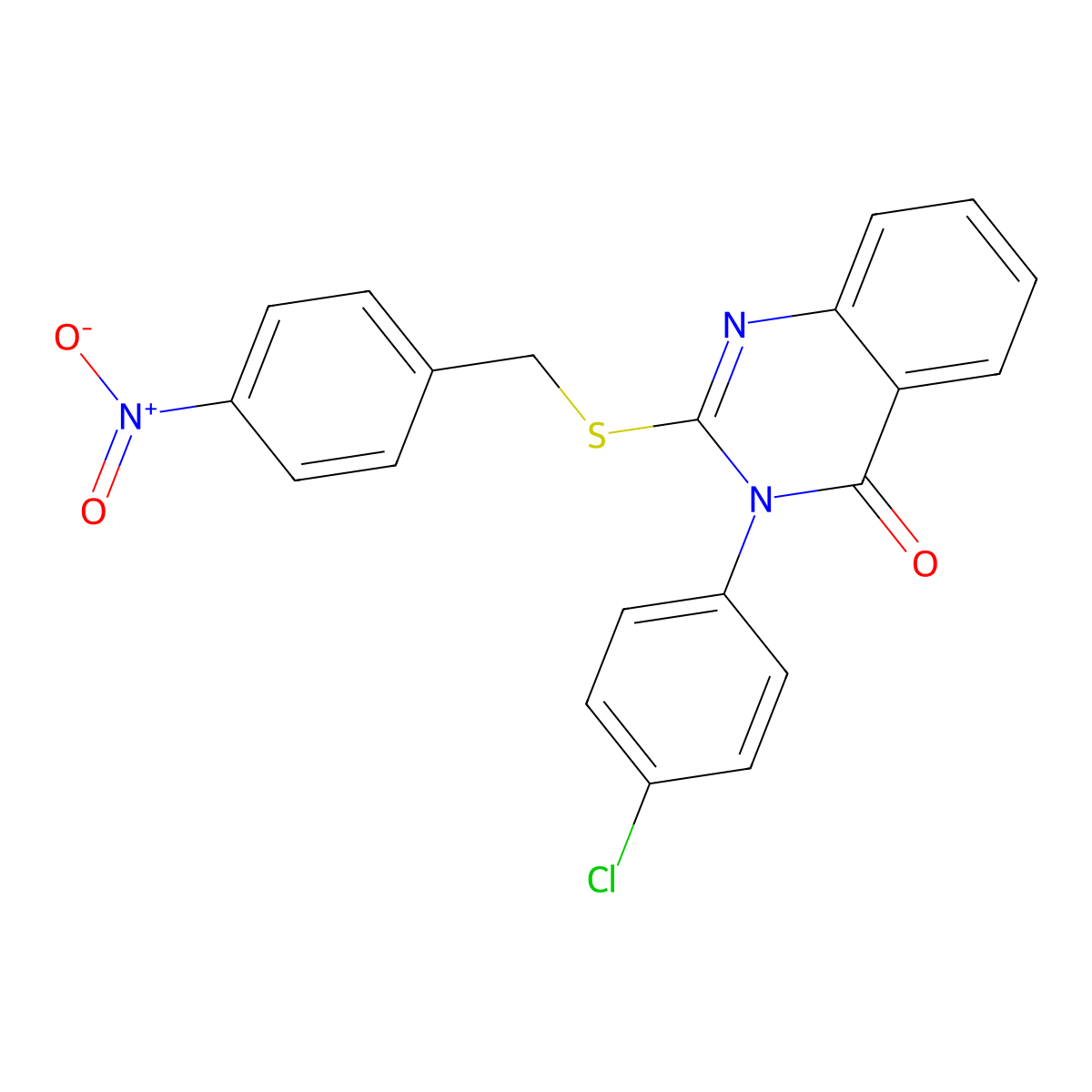 3-(4-Chlorophenyl)-2-((4-nitrobenzyl)thio)-4(3H)-quinazolinone molecular structure, CAS 1056-84-4