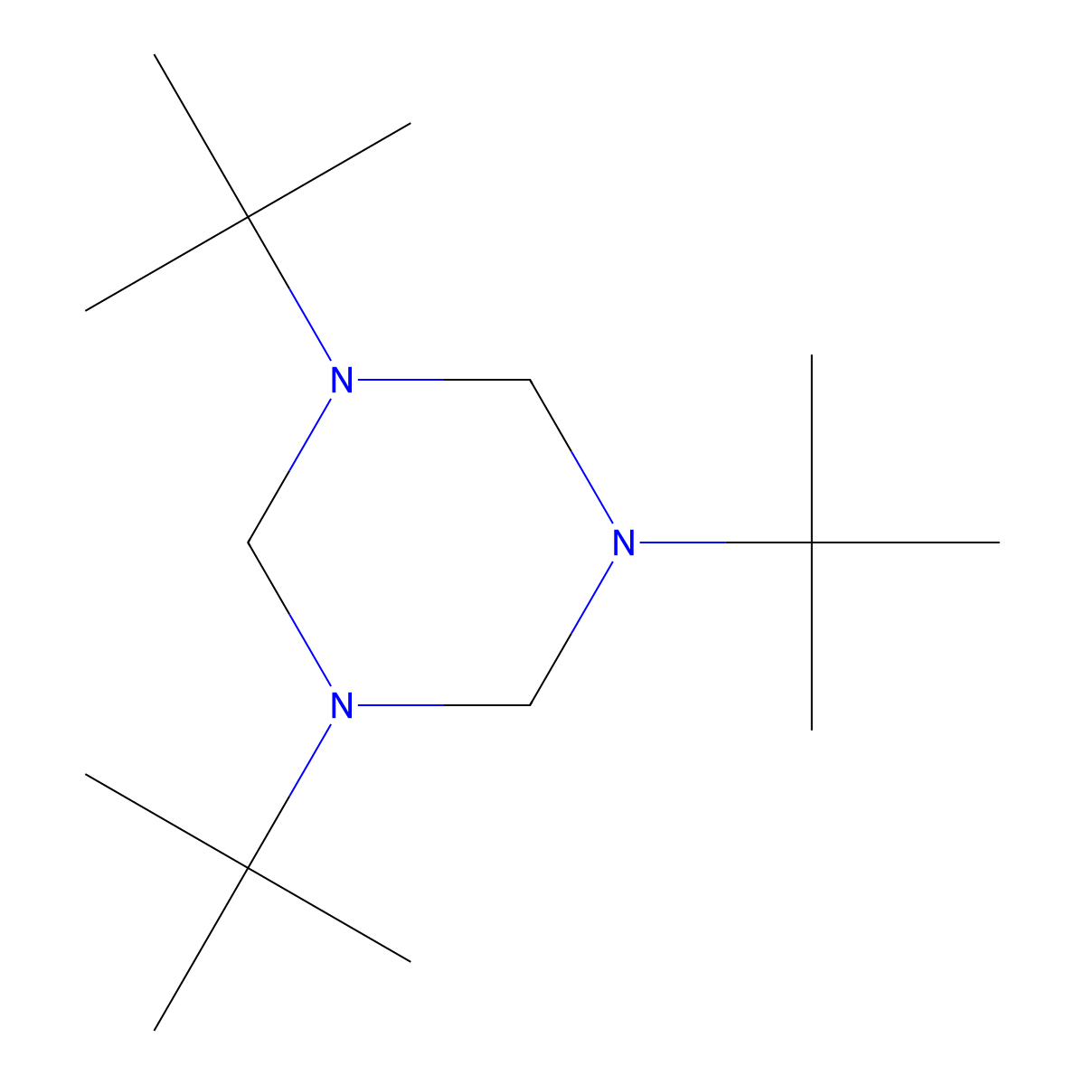 1,3,5-Tris(1,1-dimethylethyl)hexahydro-1,3,5-triazine molecular structure, CAS 10560-39-1