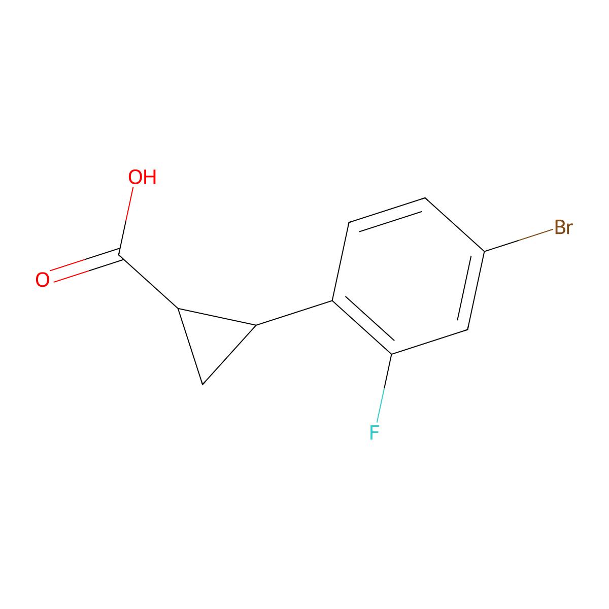 2-(4-Bromo-2-fluorophenyl)cyclopropane-1-carboxylic acid molecular structure, CAS 1056010-27-5