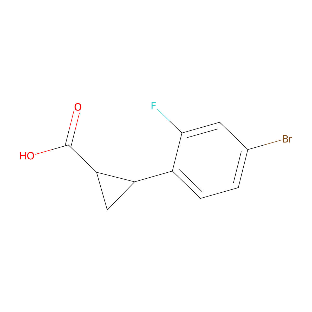 2-(4-Bromo-2-fluorophenyl)cyclopropane-1-carboxylic acid molecular structure, CAS 1056010-27-5