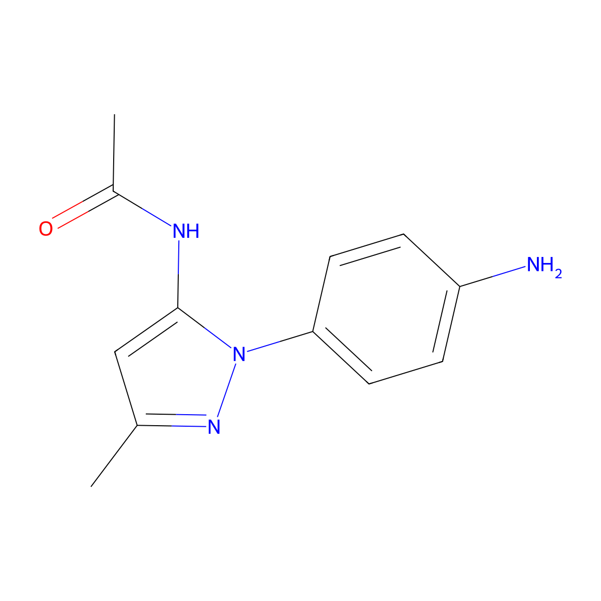 N-(1-(4-aminophenyl)-3-methyl-1H-pyrazol-5-yl)acetamide molecular structure, CAS 105602-27-5