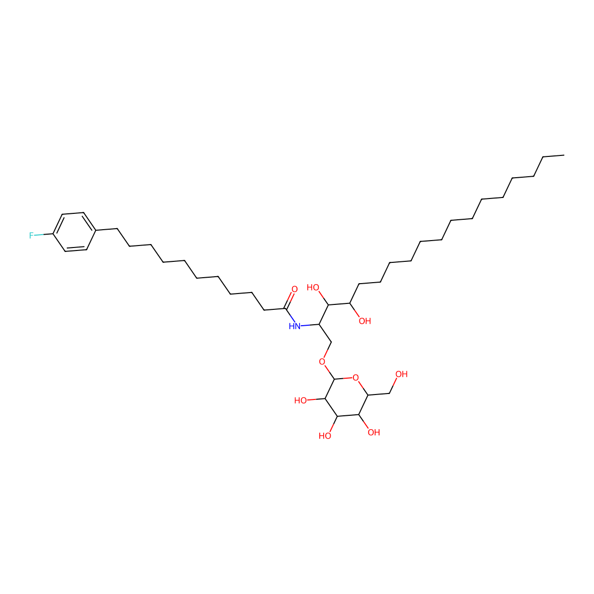 1-O-(alpha-D-galactopyranosyl)-N-[11-(4-fluorophenyl)undecanoyl]phytosphingosine molecular structure, CAS 1056025-00-3