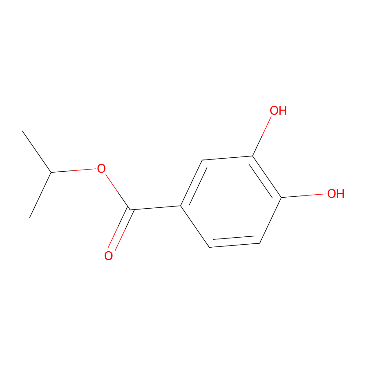 Propan-2-yl 3,4-dihydroxybenzoate molecular structure, CAS 105603-53-0