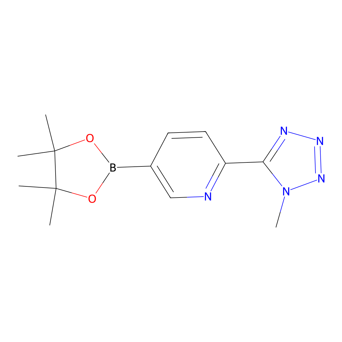 2-(1-methyl-1H-tetrazol-5-yl)-5-(4,4,5,5-tetramethyl-1,3,2-dioxaborolan-2-yl)pyridine molecular structure, CAS 1056039-85-0