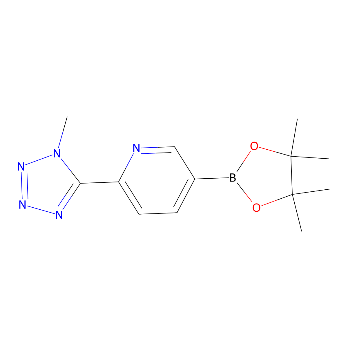 2-(1-methyl-1H-tetrazol-5-yl)-5-(4,4,5,5-tetramethyl-1,3,2-dioxaborolan-2-yl)pyridine molecular structure, CAS 1056039-85-0