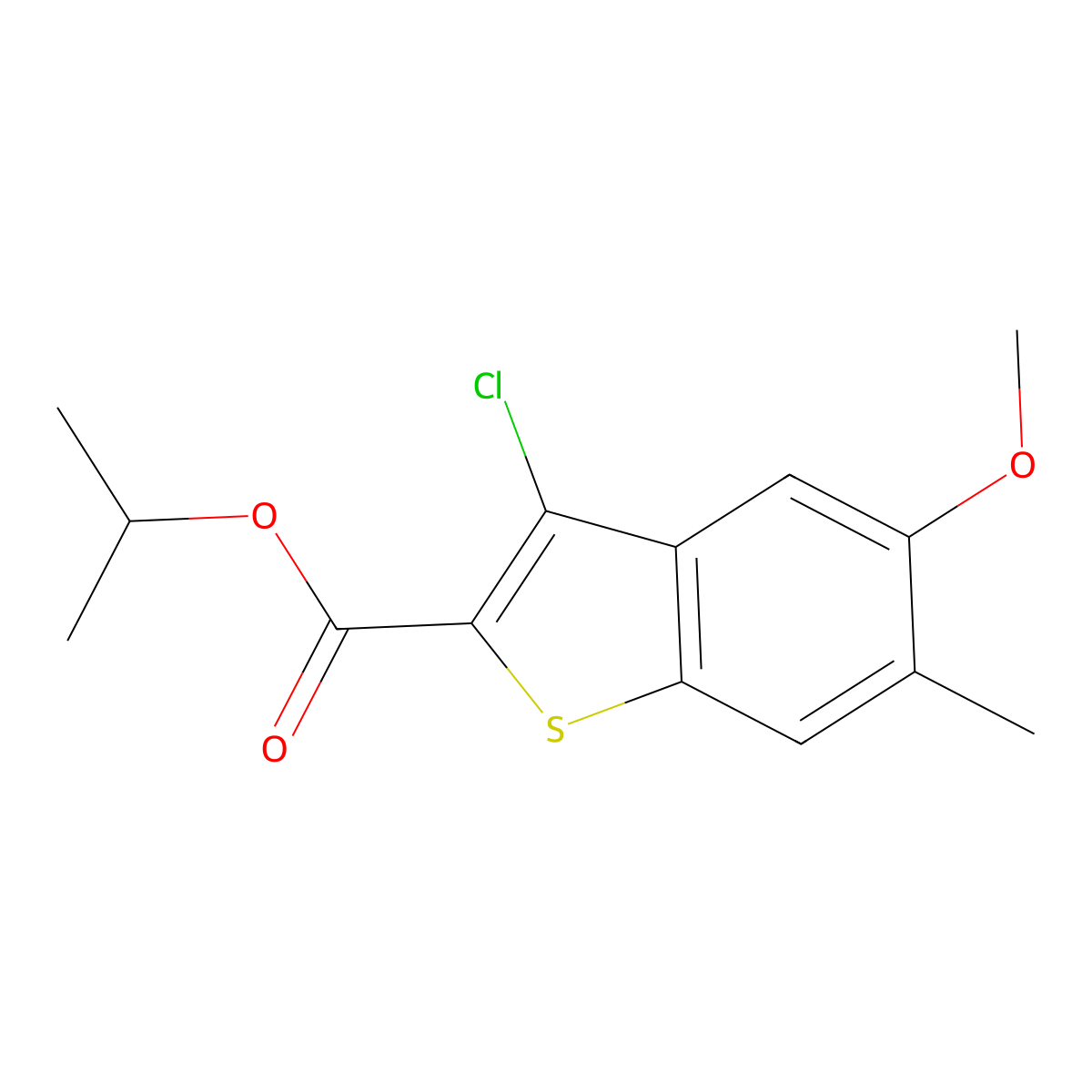 Isopropyl 3-chloro-5-methoxy-6-methylbenzo[b]thiophene-2-carboxylate molecular structure, CAS 1056047-21-2