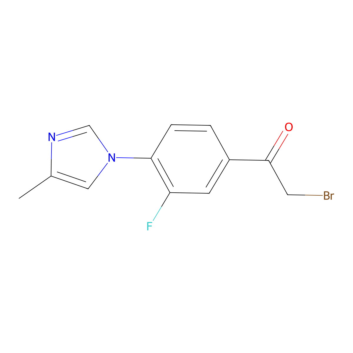 2-Bromo-1-(3-fluoro-4-(4-methyl-1H-imidazol-1-yl)phenyl)ethanone molecular structure, CAS 1056050-24-8