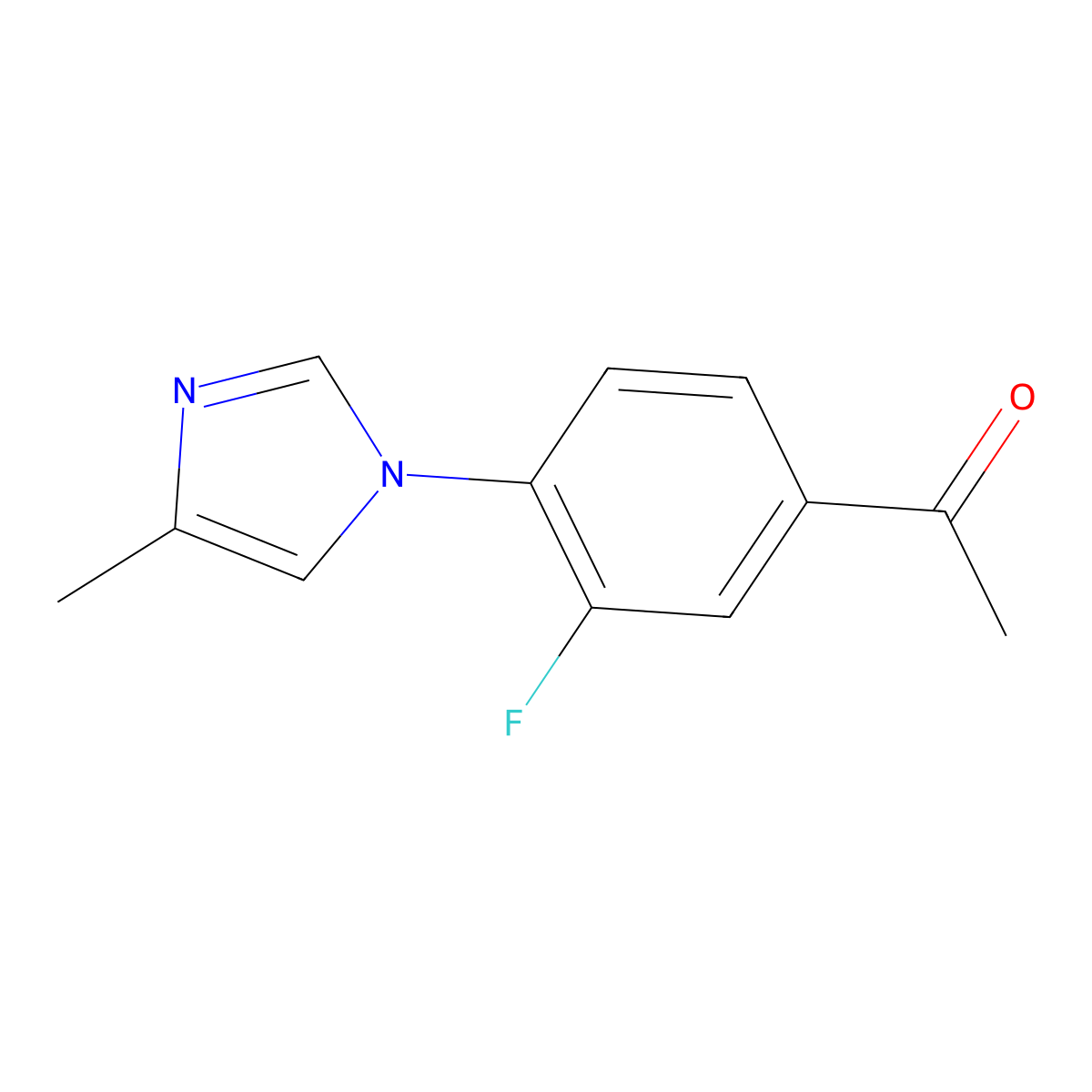 1-(3-fluoro-4-(4-methyl-1H-imidazol-1-yl)phenyl)ethan-1-one molecular structure, CAS 1056050-42-0