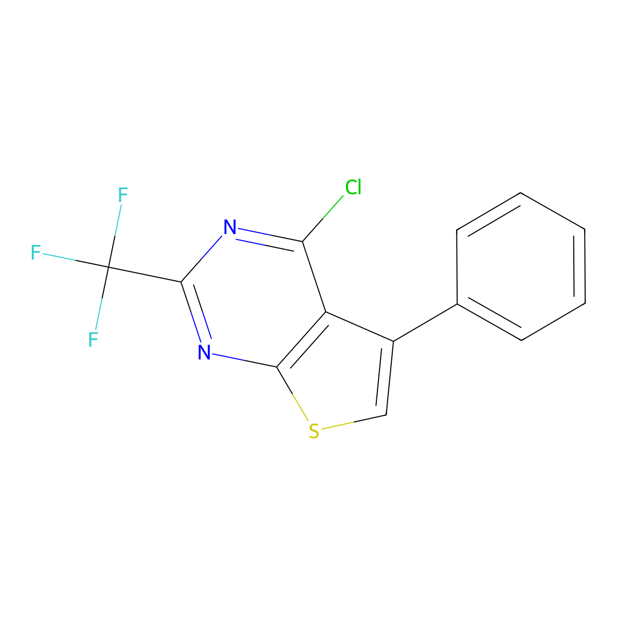 4-Chloro-5-phenyl-2-(trifluoromethyl)thieno[2,3-d]pyrimidine molecular structure, CAS 1056054-14-8