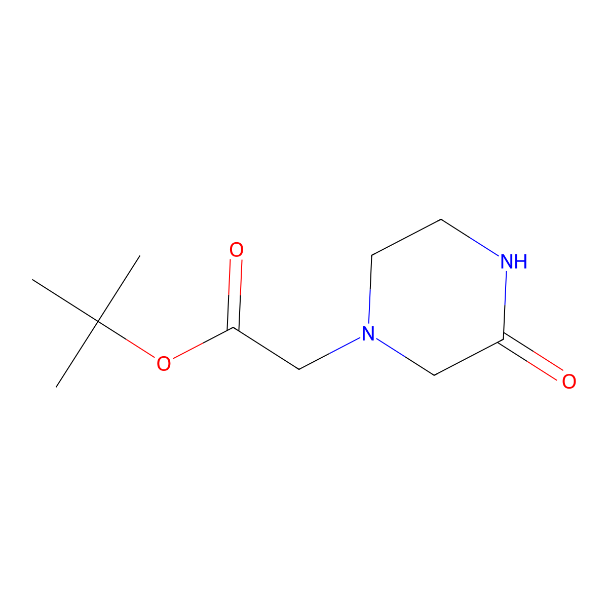 Tert-butyl 2-(3-oxopiperazin-1-yl)acetate molecular structure, CAS 1056057-55-6