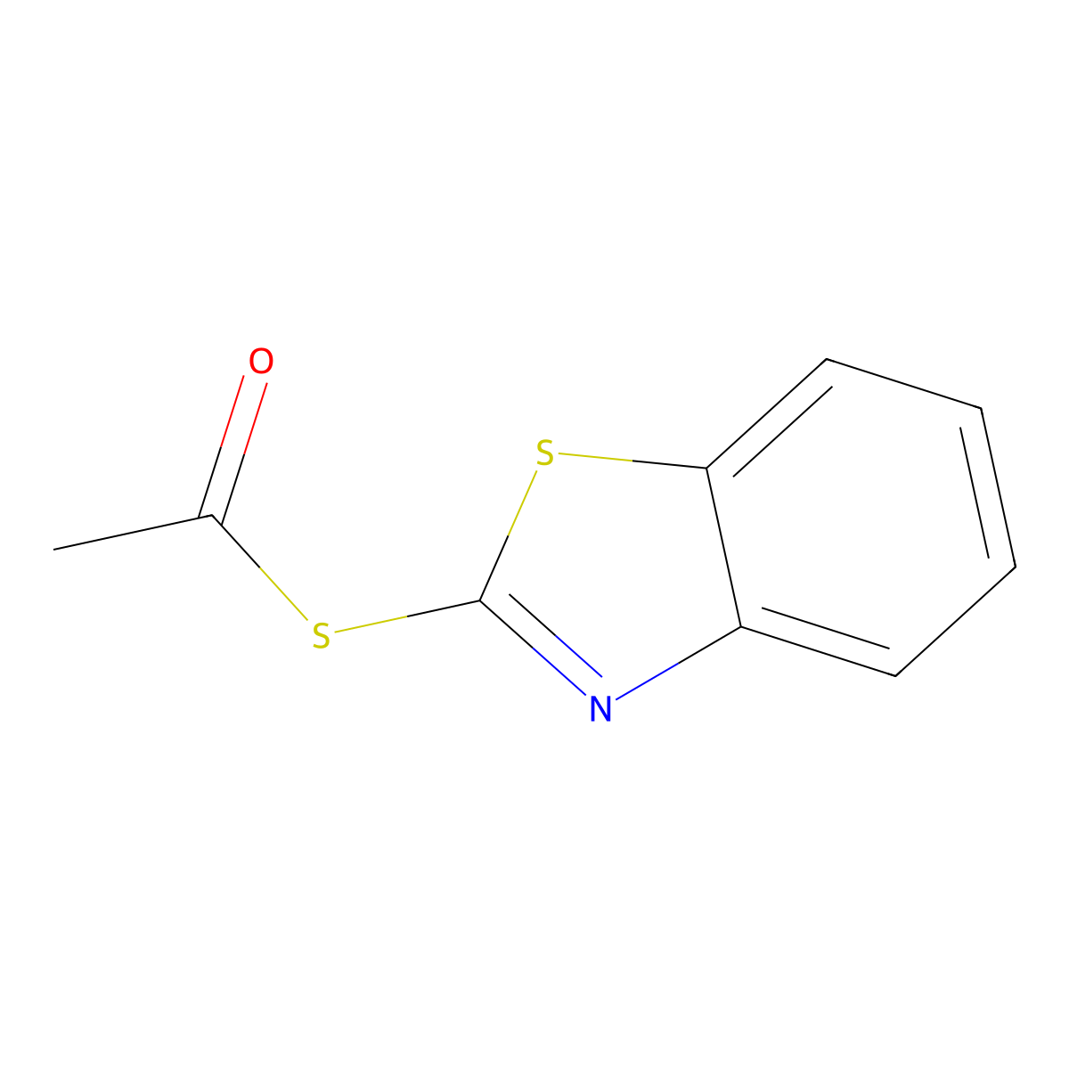 S-(1,3-benzothiazol-2-yl) ethanethioate molecular structure, CAS 10561-30-5