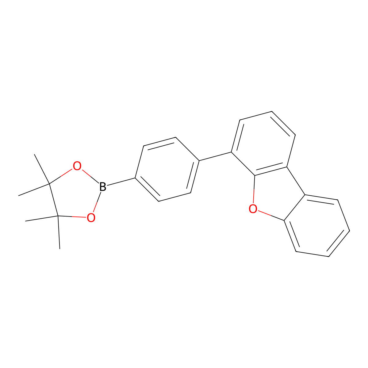 2-(4-(Dibenzo[b,d]furan-4-yl)phenyl)-4,4,5,5-tetramethyl-1,3,2-dioxaborolane molecular structure, CAS 1056113-44-0