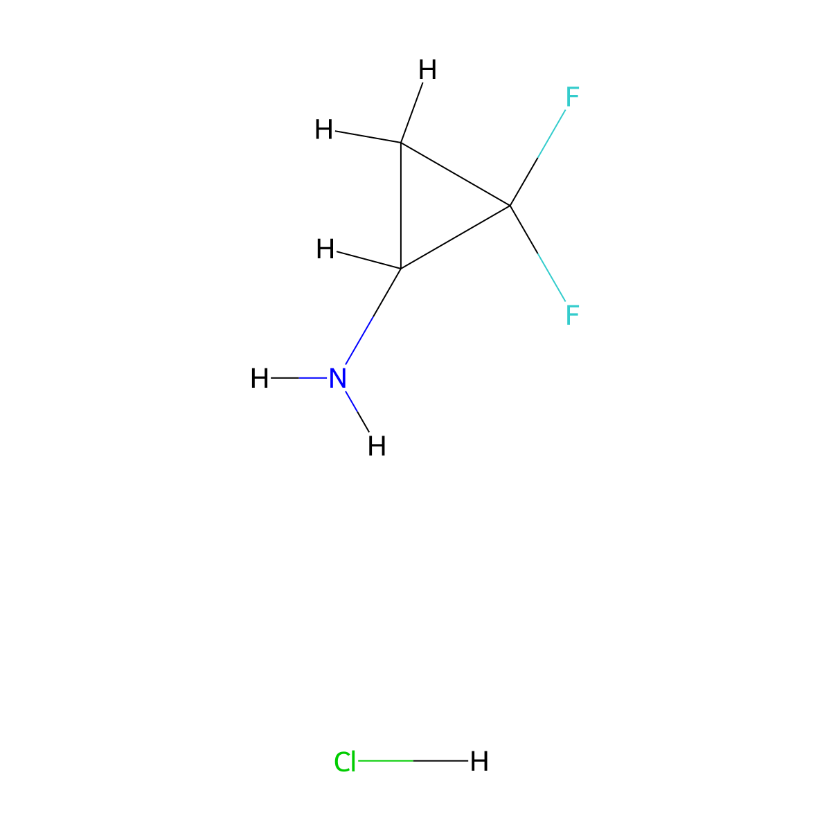 2,2-Difluorocyclopropan-1-amine hydrochloride molecular structure, CAS 105614-25-3