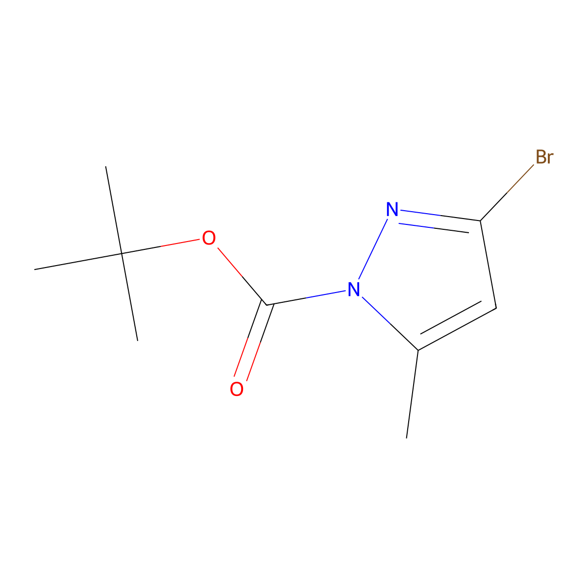 Tert-butyl 3-bromo-5-methyl-1h-pyrazole-1-carboxylate molecular structure, CAS 1056156-03-6