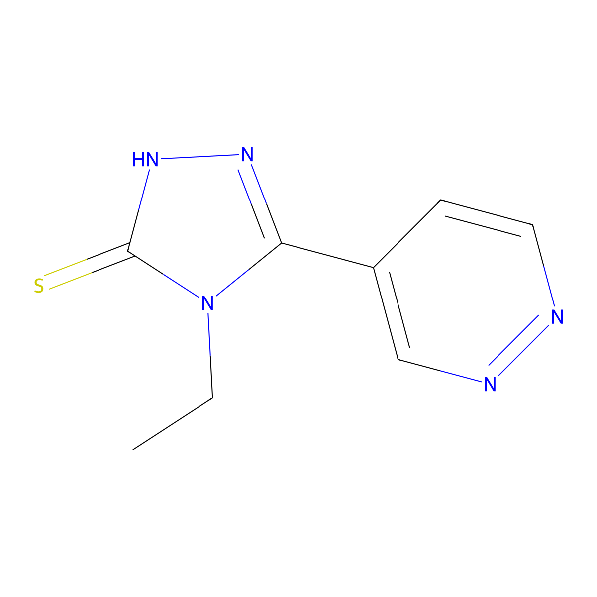 4-ethyl-5-(pyridazin-4-yl)-4H-1,2,4-triazole-3-thiol molecular structure, CAS 1056157-16-4