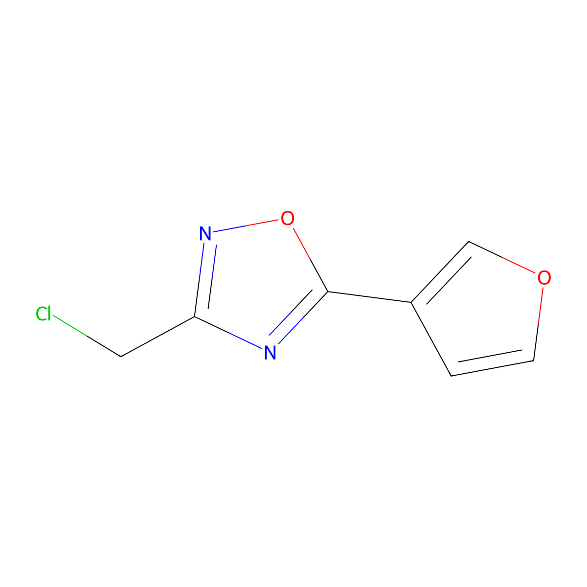 3-(Chloromethyl)-5-(furan-3-yl)-1,2,4-oxadiazole molecular structure, CAS 1056157-29-9