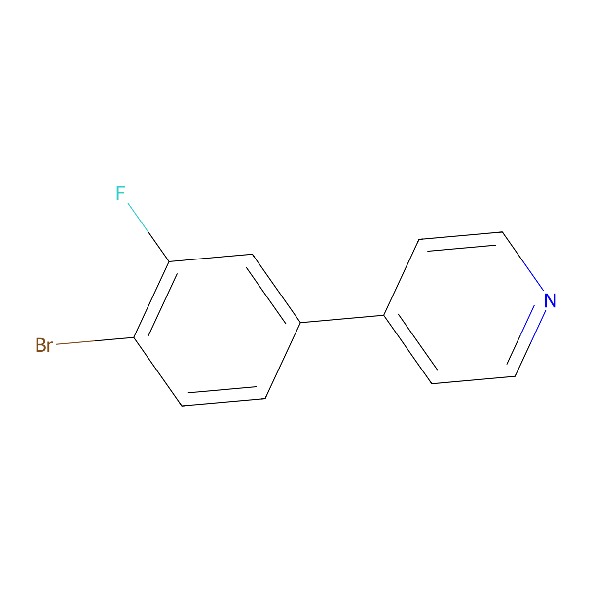 4-(4-Bromo-3-fluorophenyl)pyridine molecular structure, CAS 1056159-19-3