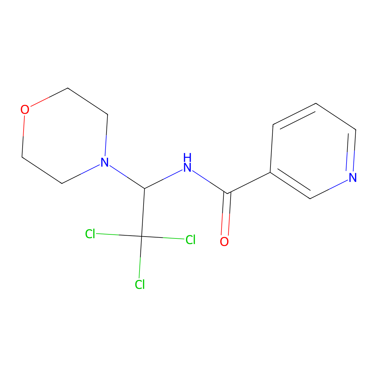 3-Pyridinecarboxamide, N-[2,2,2-trichloro-1-(4-morpholinyl)ethyl]- molecular structure, CAS 105624-74-6