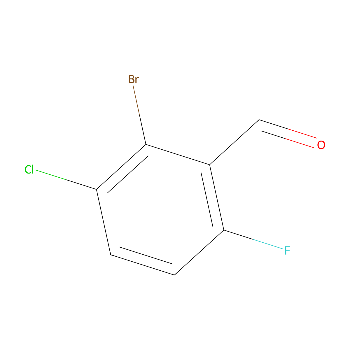2-Bromo-3-chloro-6-fluorobenzaldehyde molecular structure, CAS 1056264-66-4
