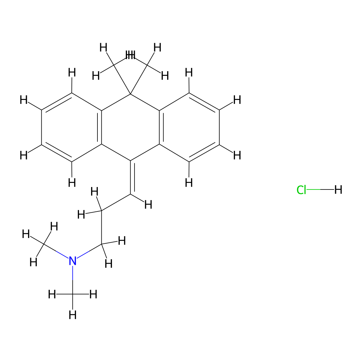 Melitracen Hydrochloride molecular structure, CAS 10563-70-9