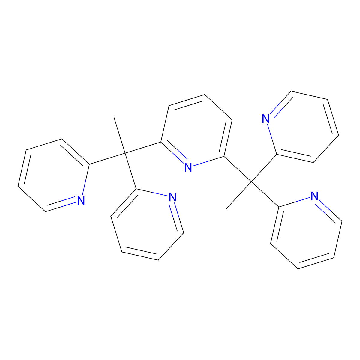 2,6-Bis[1,1-bis(2-pyridyl)ethyl]pyridine molecular structure, CAS 105631-67-2