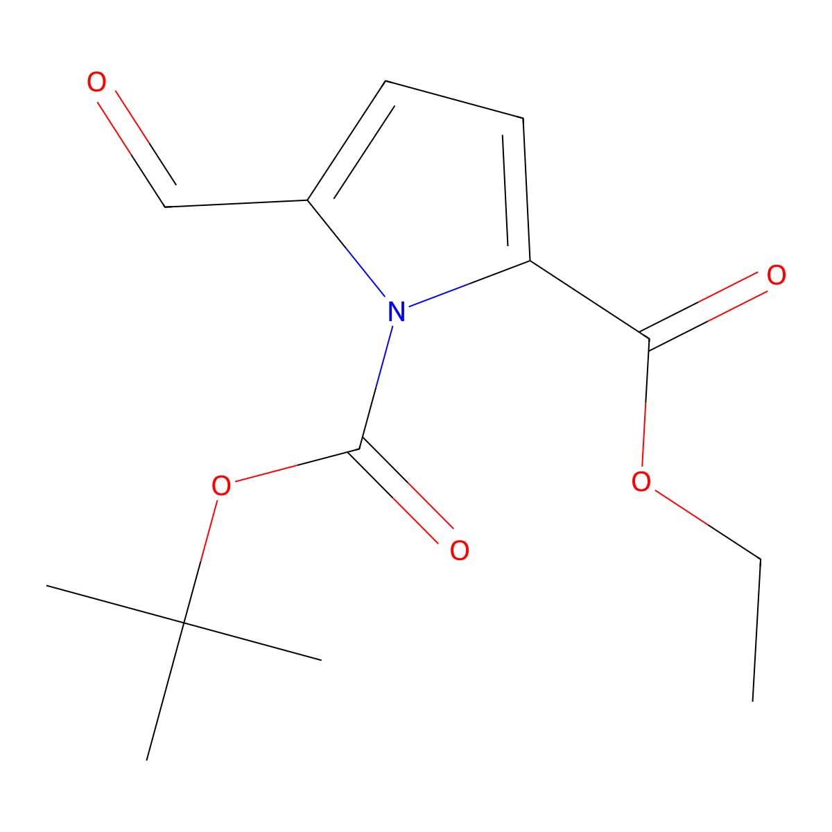 1-tert-butyl 2-ethyl 5-formyl-1H-pyrrole-1,2-dicarboxylate molecular structure, CAS 105632-52-8