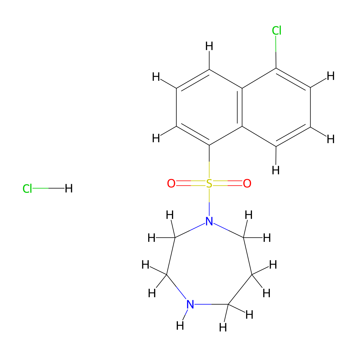 1H-1,4-Diazepine, 1-((5-chloro-1-naphthalenyl)sulfonyl)hexahydro-, monohydrochloride molecular structure, CAS 105637-50-1