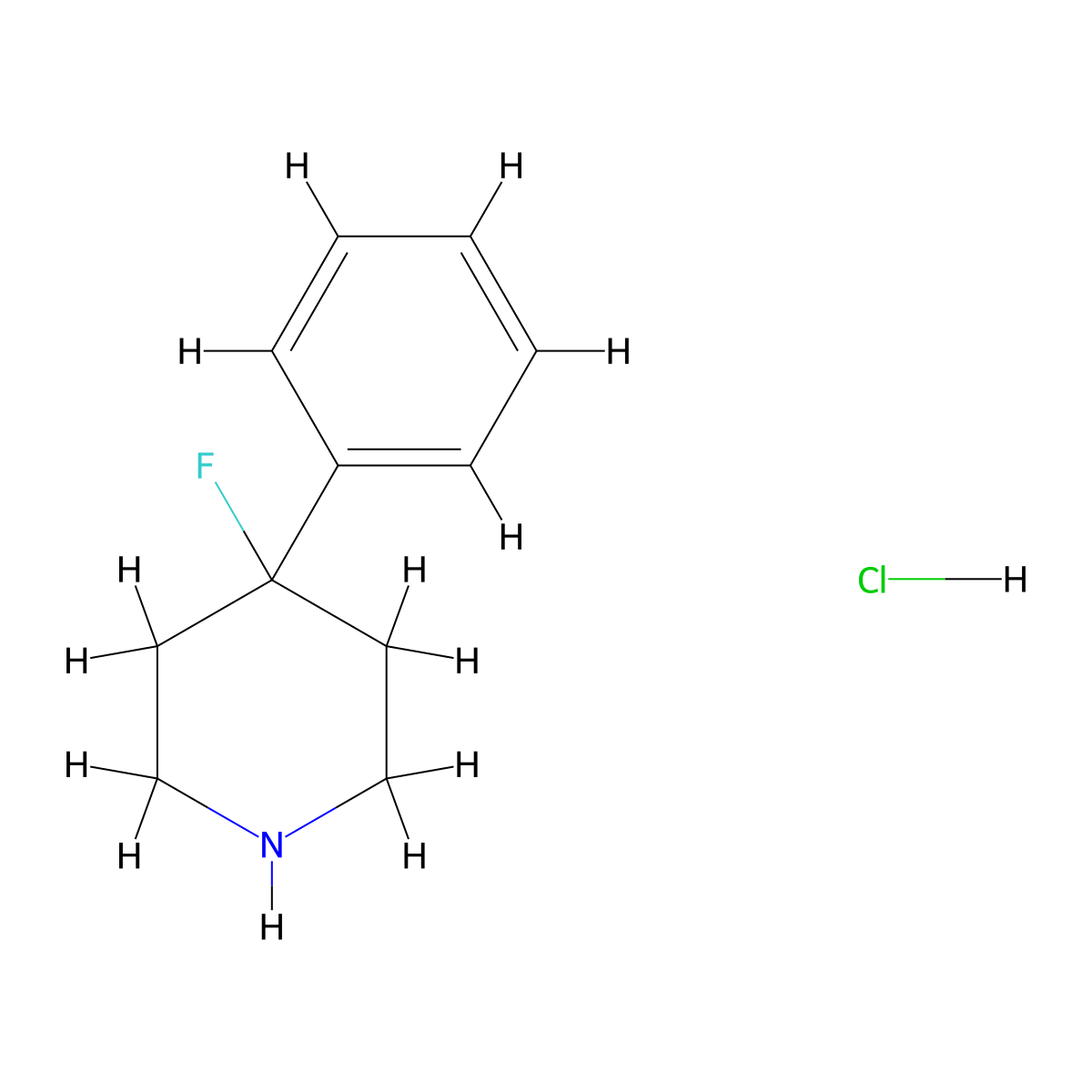 4-Fluoro-4-phenylpiperidine hydrochloride molecular structure, CAS 1056382-25-2