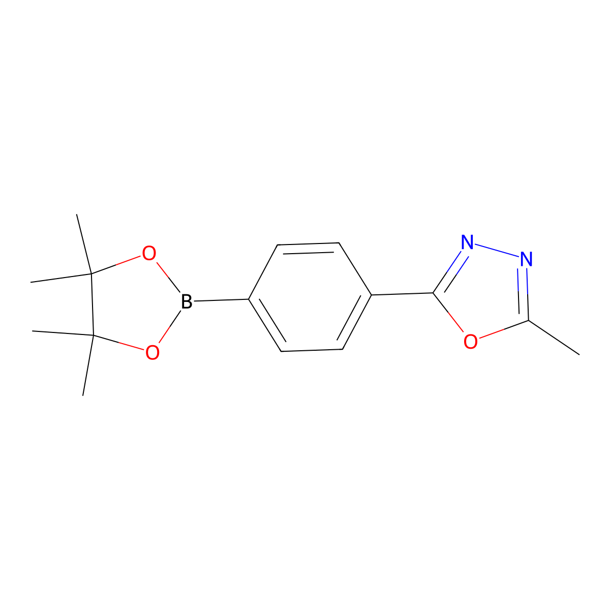 2-Methyl-5-[4-(4,4,5,5-tetramethyl-1,3,2-dioxaborolan-2-yl)phenyl]-1,3,4-oxadiazole molecular structure, CAS 1056456-24-6