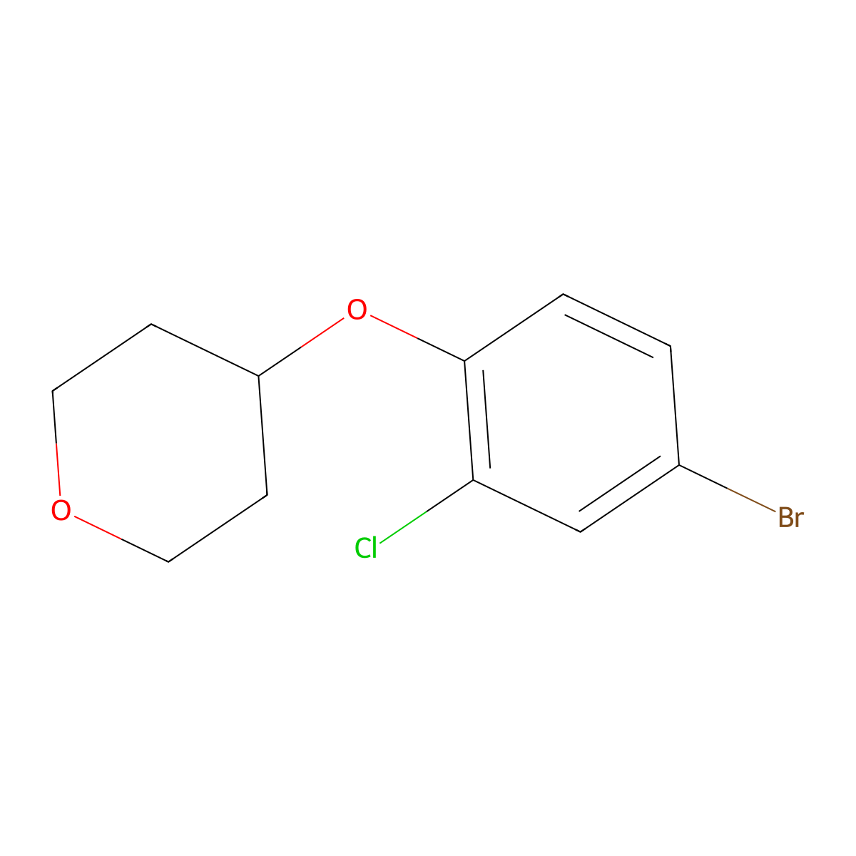 4-(4-bromo-2-chlorophenoxy)tetrahydro-2H-pyran molecular structure, CAS 1056465-06-5