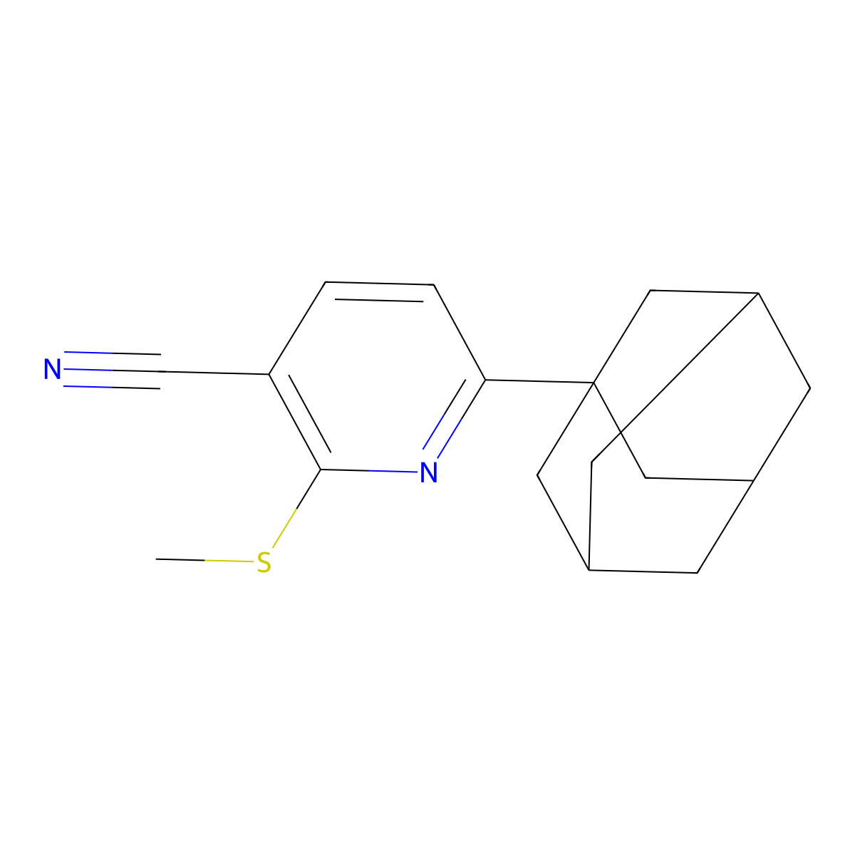 6-(1-Adamantyl)-2-methylsulfanylpyridine-3-carbonitrile molecular structure, CAS 105648-30-4
