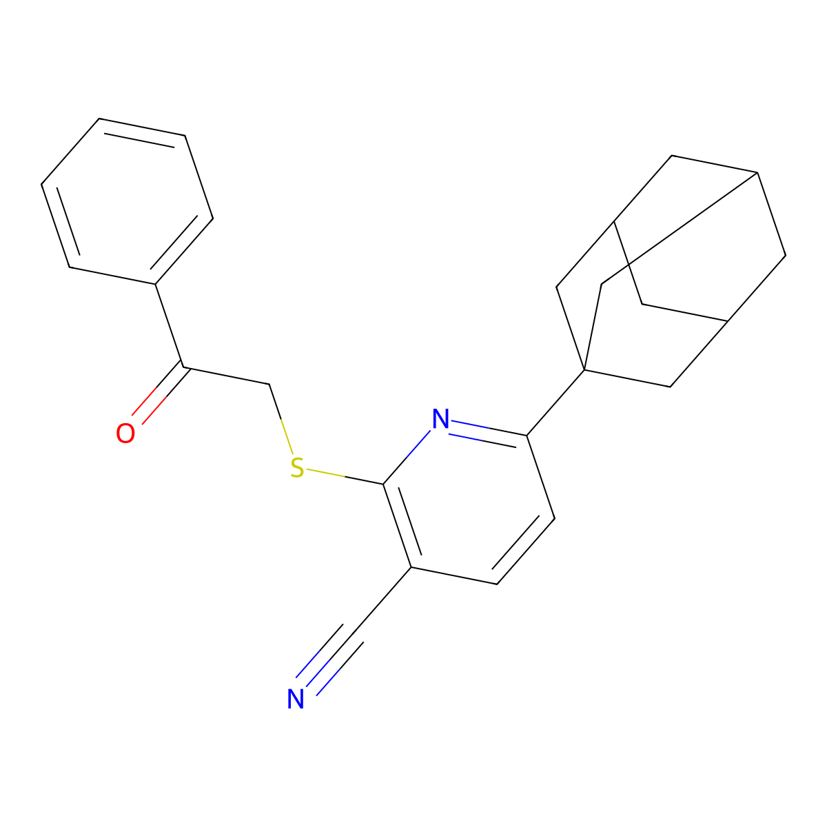 6-(1-Adamantyl)-2-phenacylsulfanylpyridine-3-carbonitrile molecular structure, CAS 105648-32-6