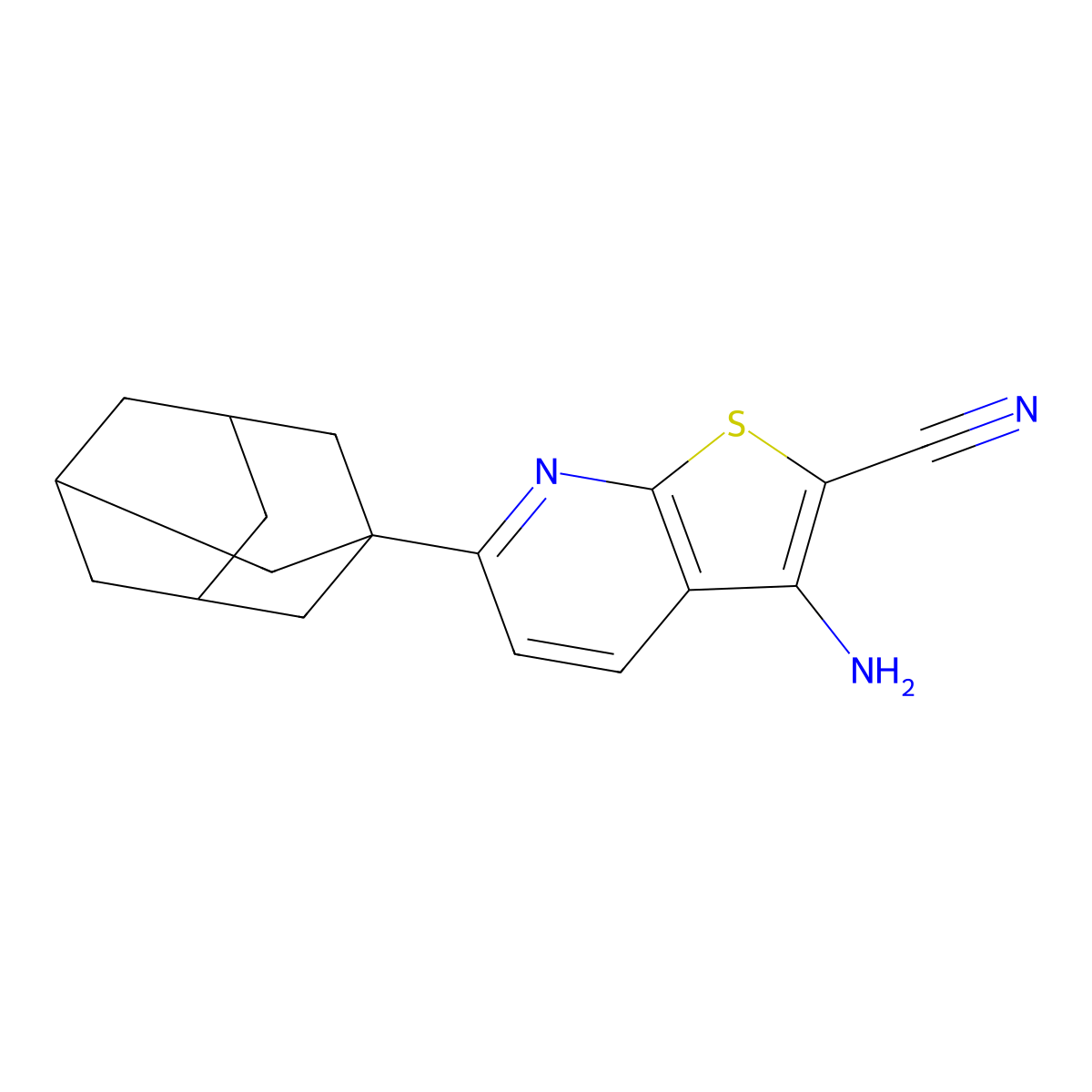 6-(1-Adamantyl)-3-aminothieno[2,3-b]pyridine-2-carbonitrile molecular structure, CAS 105648-33-7