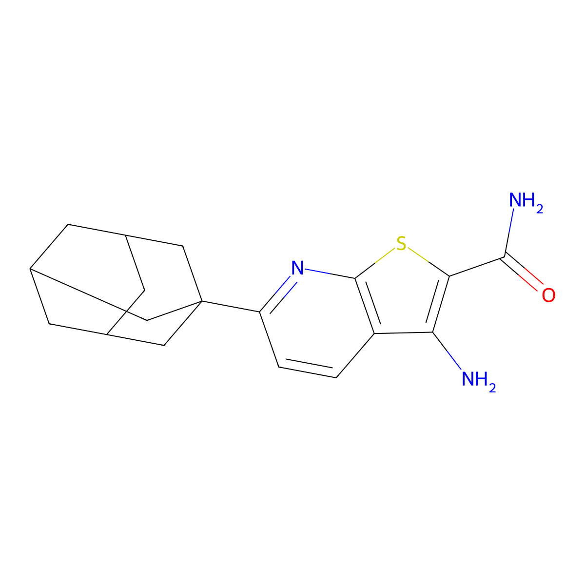 6-(1-Adamantyl)-3-aminothieno[2,3-b]pyridine-2-carboxamide molecular structure, CAS 105648-36-0