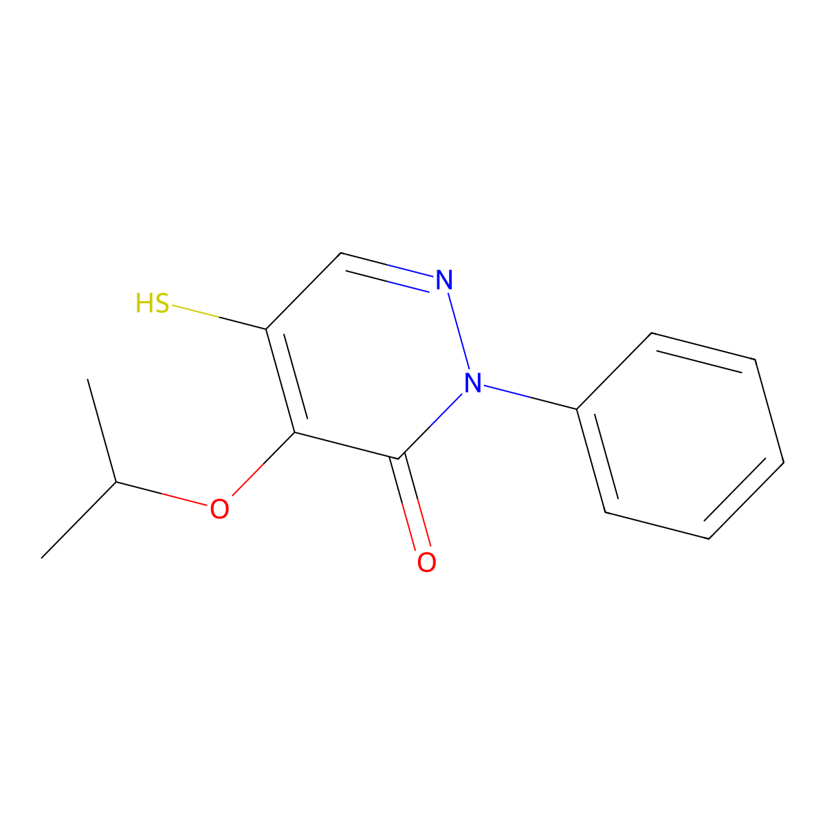 3(2H)-Pyridazinone, 5-mercapto-4-(1-methylethoxy)-2-phenyl- molecular structure, CAS 105651-78-3