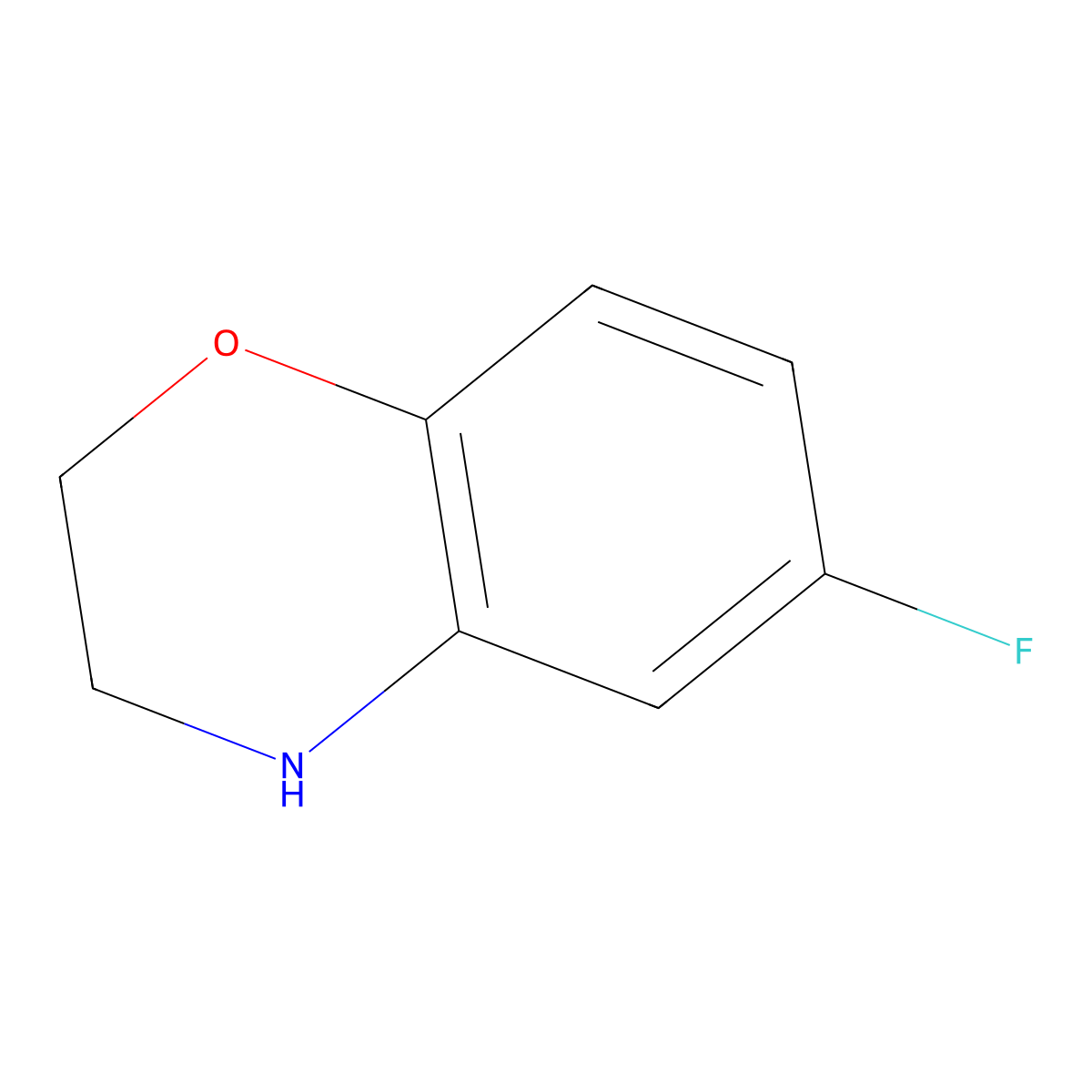 6-Fluoro-3,4-dihydro-2H-1,4-benzoxazine molecular structure, CAS 105655-00-3