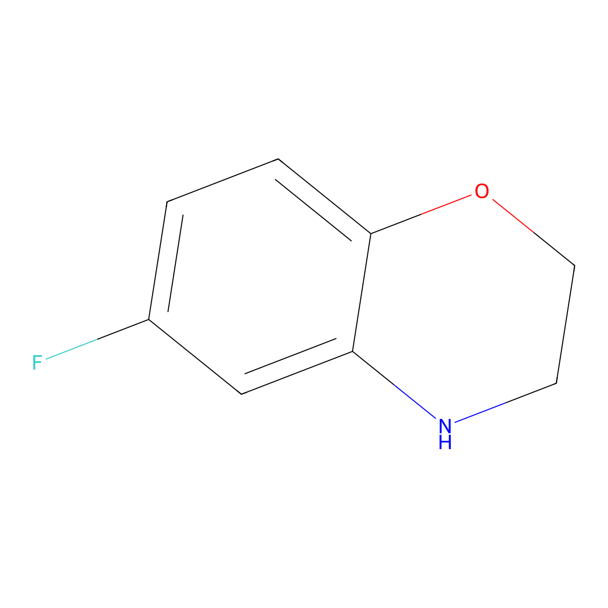 6-Fluoro-3,4-dihydro-2H-1,4-benzoxazine molecular structure, CAS 105655-00-3