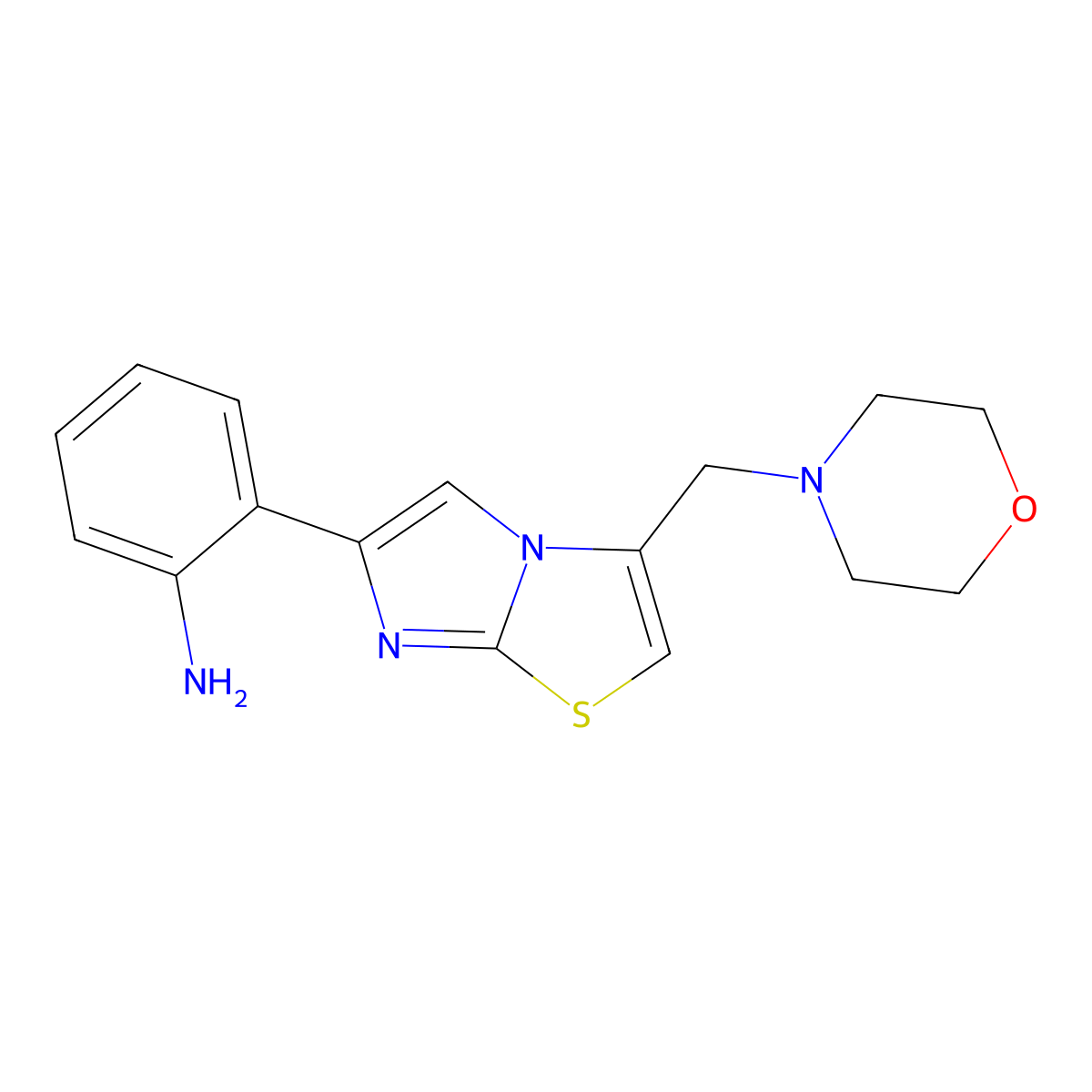 2-(3-(Morpholinomethyl)imidazo[2,1-b]thiazol-6-yl)aniline molecular structure, CAS 1056562-54-9