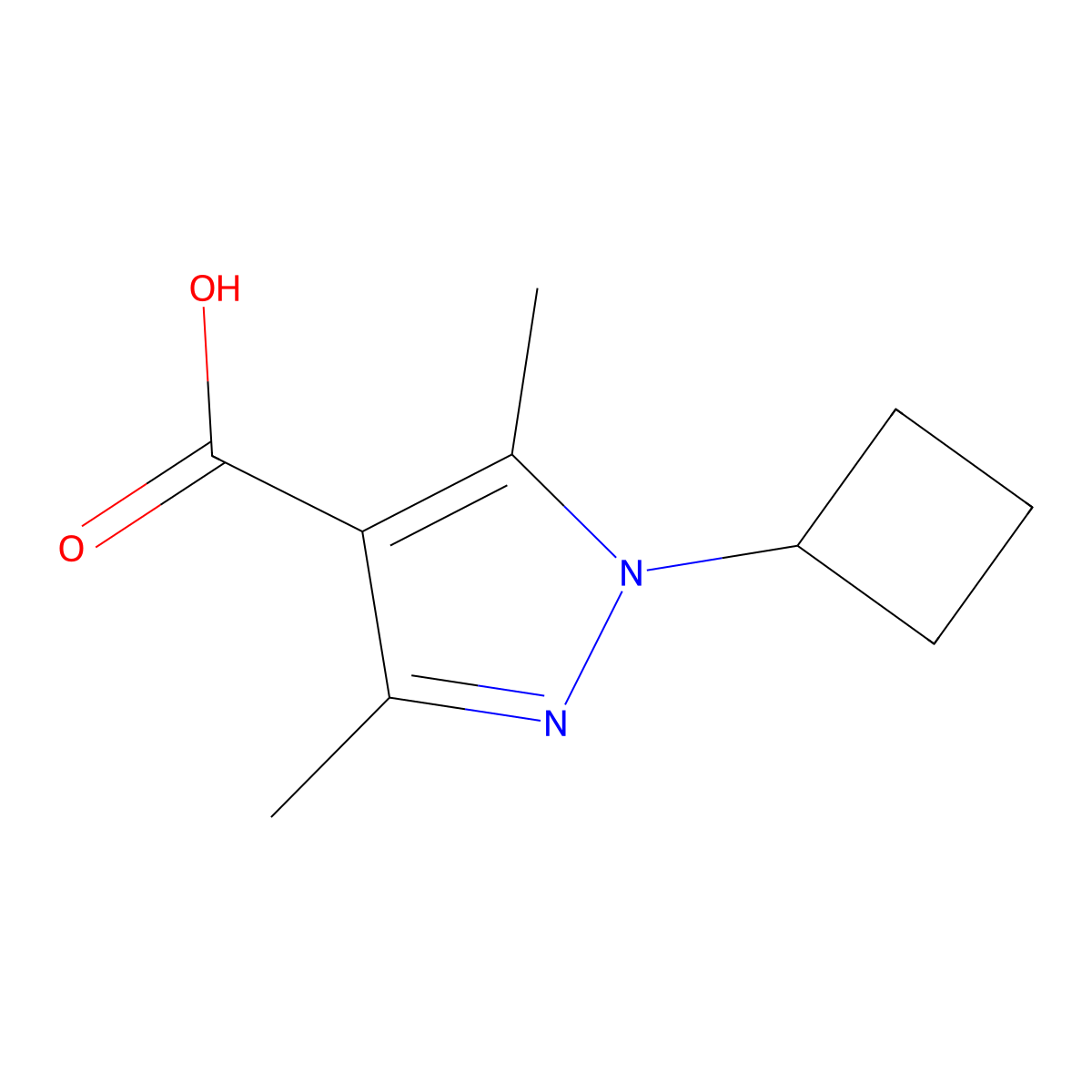 1-Cyclobutyl-3,5-dimethyl-1h-pyrazole-4-carboxylic acid molecular structure, CAS 1056618-08-6