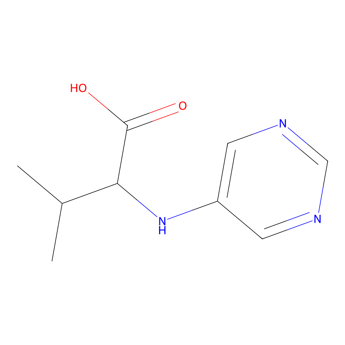 Pyrimidin-5-YL-D-valine molecular structure, CAS 1056618-78-0