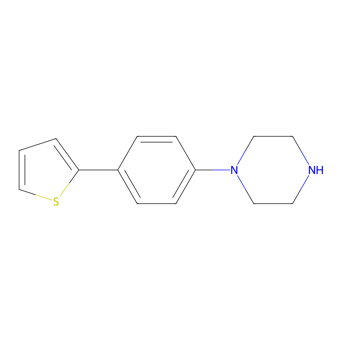 1-(4-(Thiophen-2-yl)phenyl)piperazine molecular structure, CAS 1056623-87-0