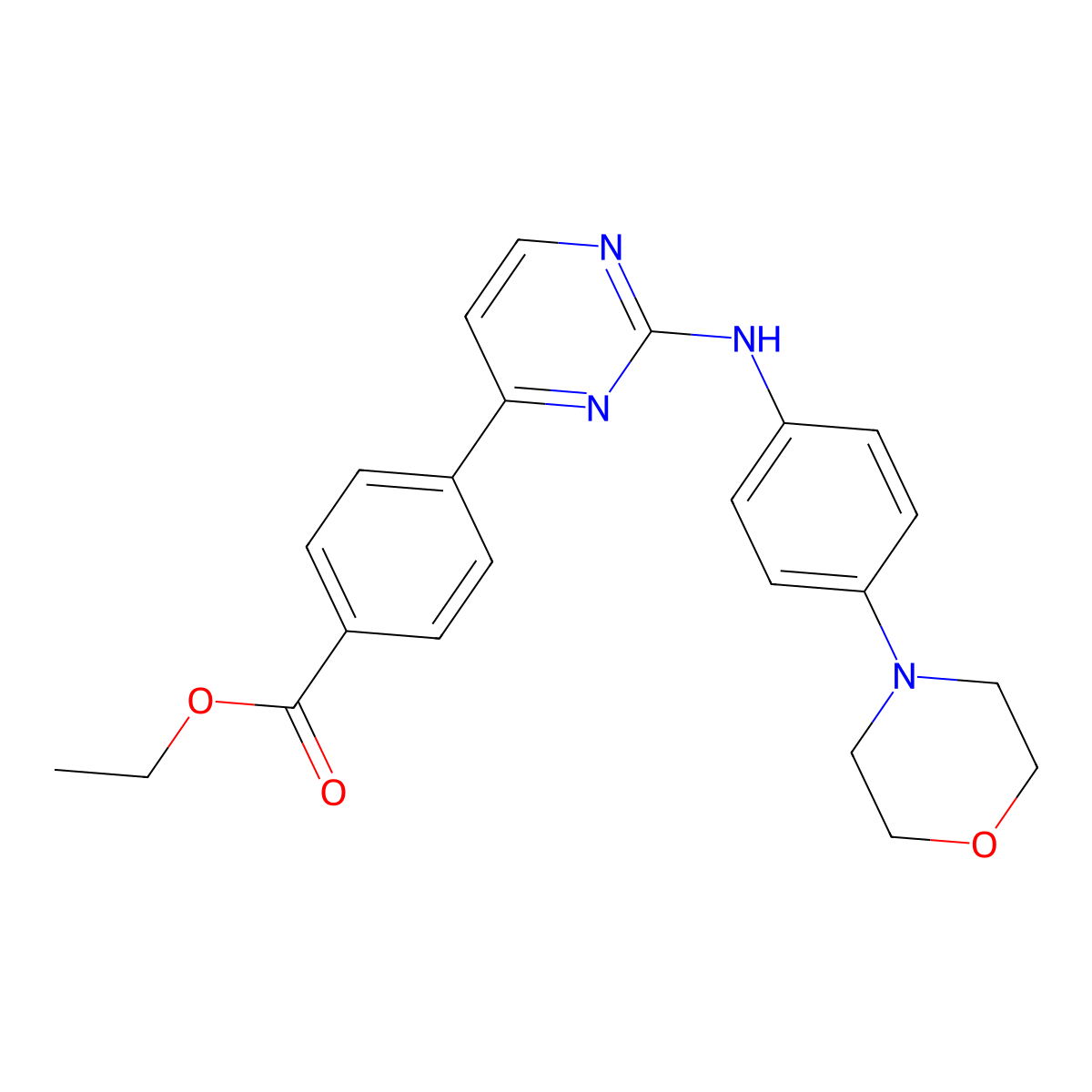 Ethyl 4-(2-((4-(4-morpholinyl)phenyl)amino)-4-pyrimidinyl)benzoate molecular structure, CAS 1056634-62-8
