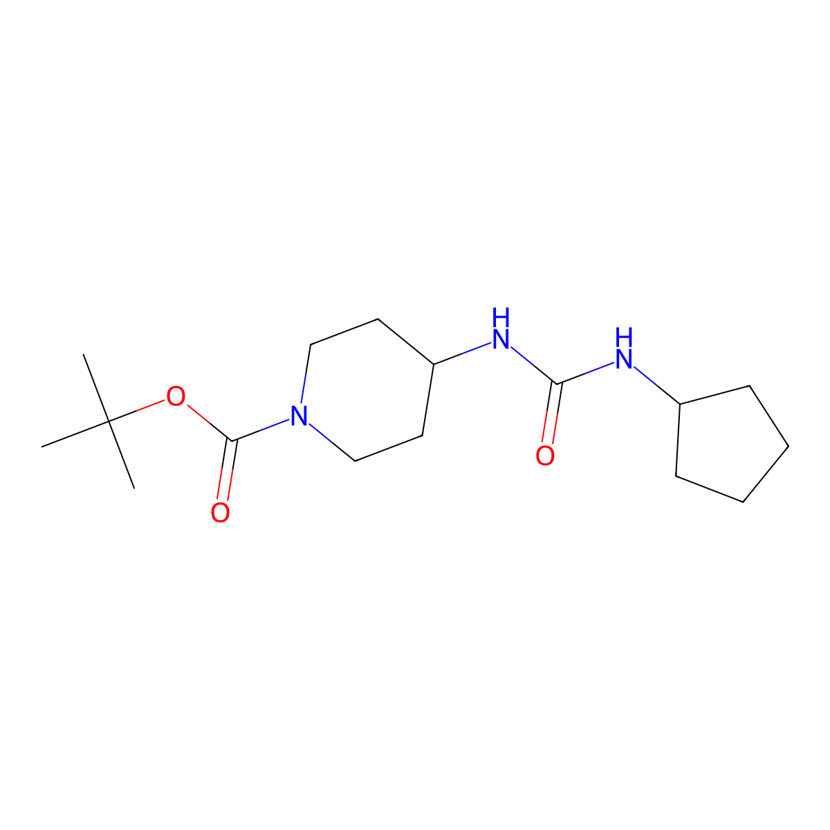 tert-Butyl 4-(3-cyclopentylureido)piperidine-1-carboxylate molecular structure, CAS 1056675-12-7