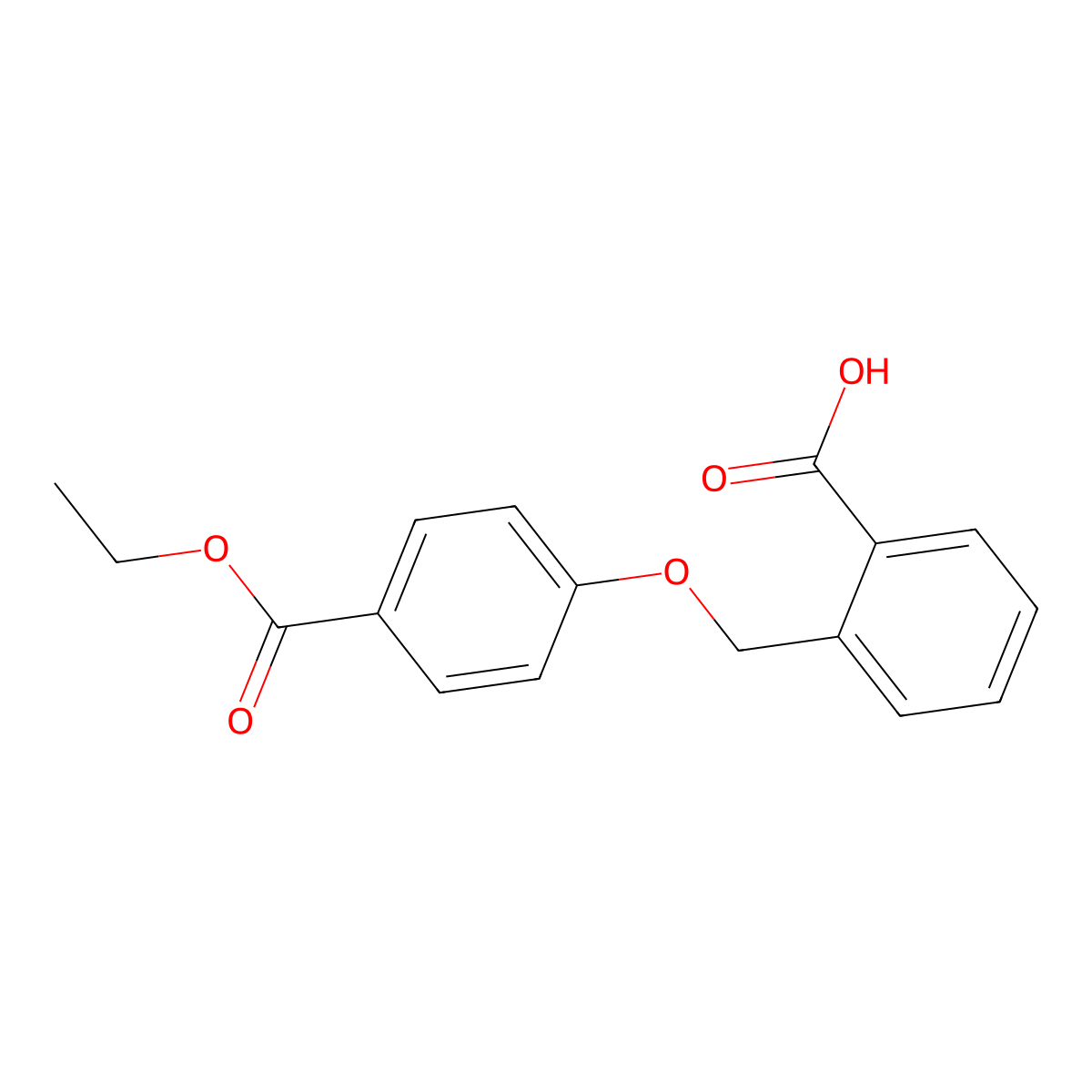 Benzoic acid, 2-[[4-(ethoxycarbonyl)phenoxy]methyl]- molecular structure, CAS 105671-05-4