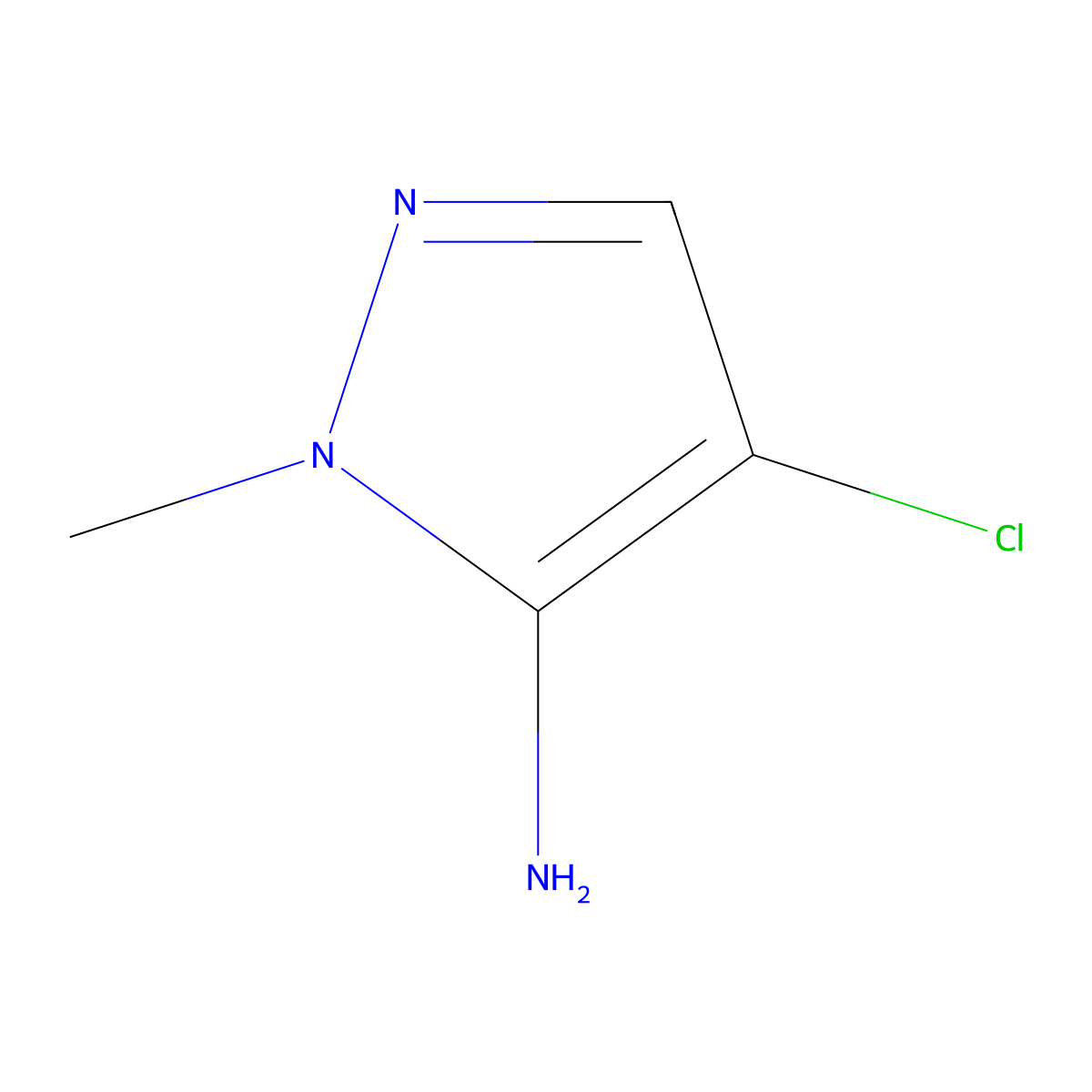 4-Chloro-1-methyl-1H-pyrazol-5-amine molecular structure, CAS 105675-84-1